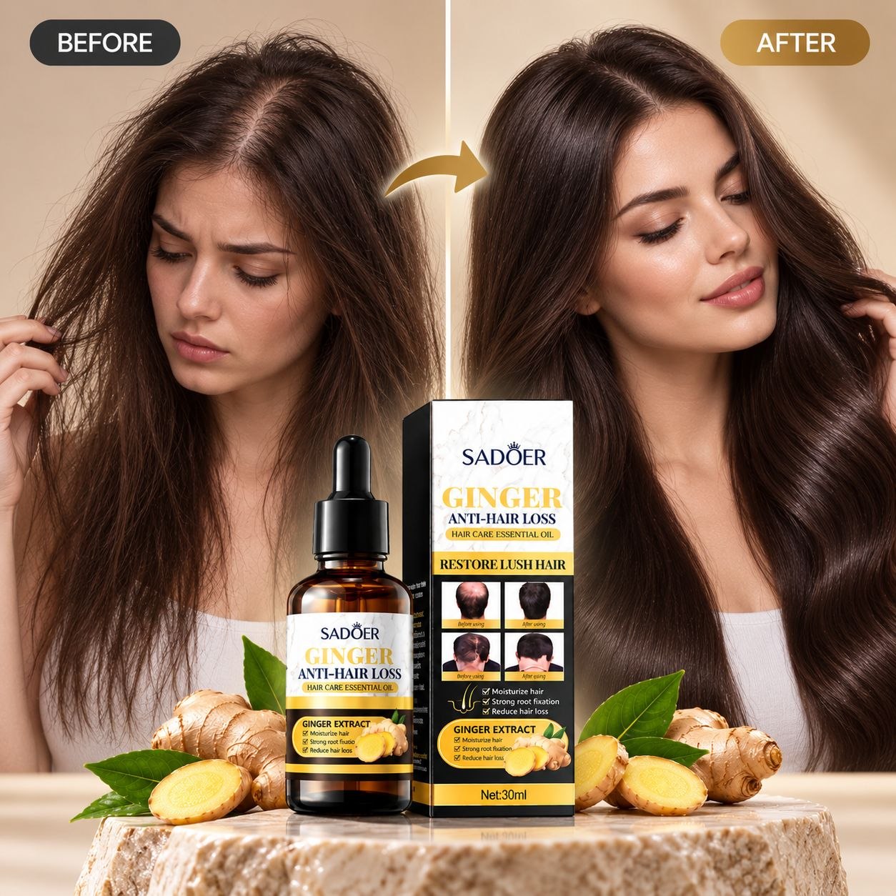 SADOER Ginger — візуальне порівняння до і після